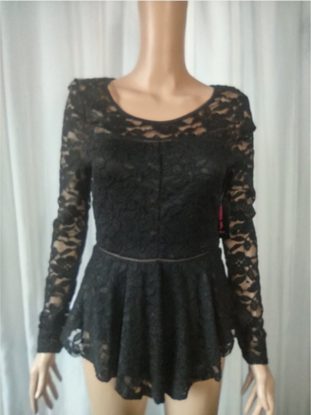 Material girl black lace skater blouse size M